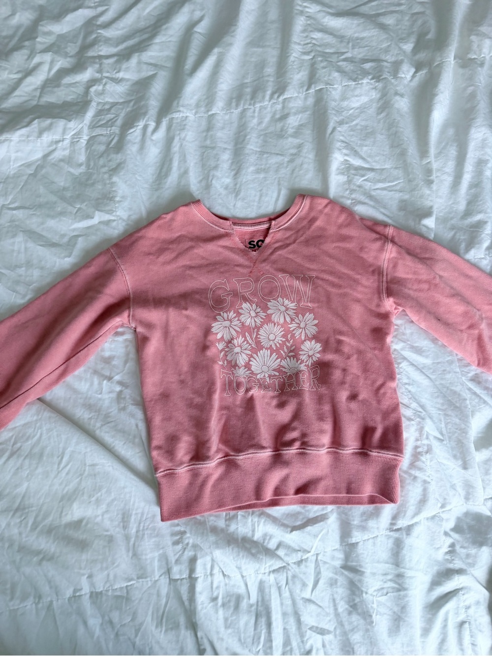 Girl's Pink 'Grow Together' Crewneck Sweater